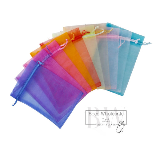Mixed Pack of 100 Organza Bags 10x15cm