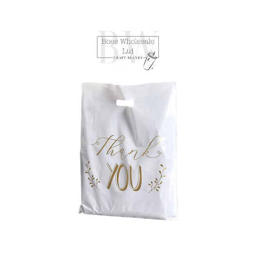 White/Gold Thank You Order Bags - 10 Pack