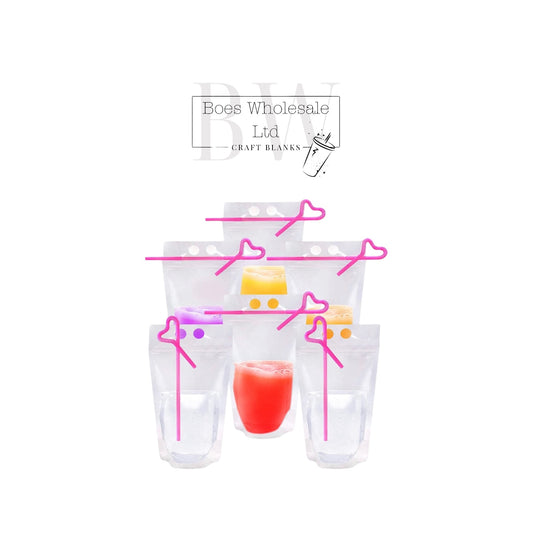 Clear Drinks Pouches With Straw