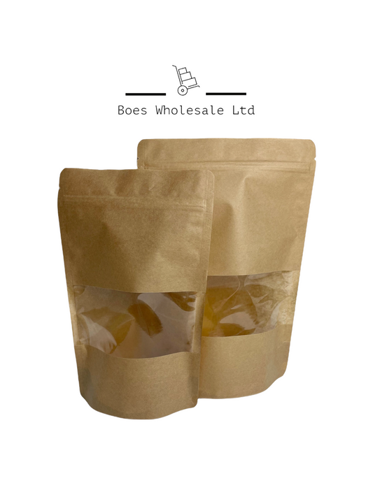 Kraft Sweet Bags With Windows - Pack of 10