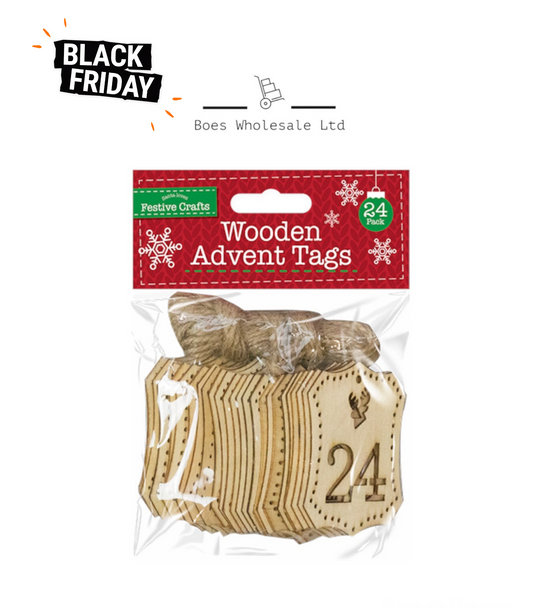 Wooden Advent Tags 24 Pack