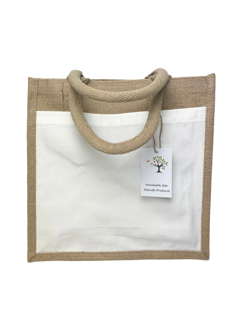 Striped Jute Tote Bag-Blank | Totally Promotional