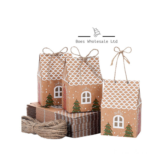 Small Christmas Gingerbread House Gift Boxes - 10 Pack