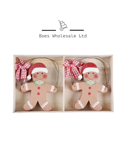 6 Pack Wooden Gingerbread Decorations