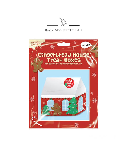 GINGERBREAD HOUSE TREAT BOXES 4 PACK