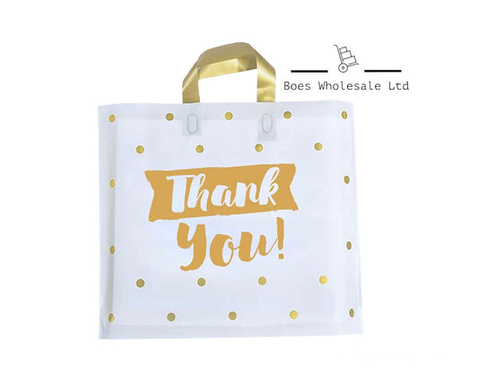 Premium Thank you Bags With Gold Handles - 10 Pack